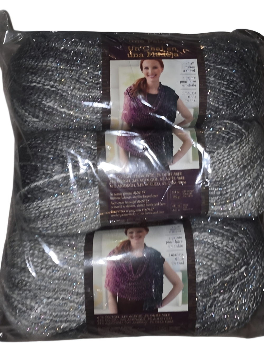 Lion Brand Shawl in a Ball Om Opal Yarn Lot of 3 Sparkle 1443 Yards